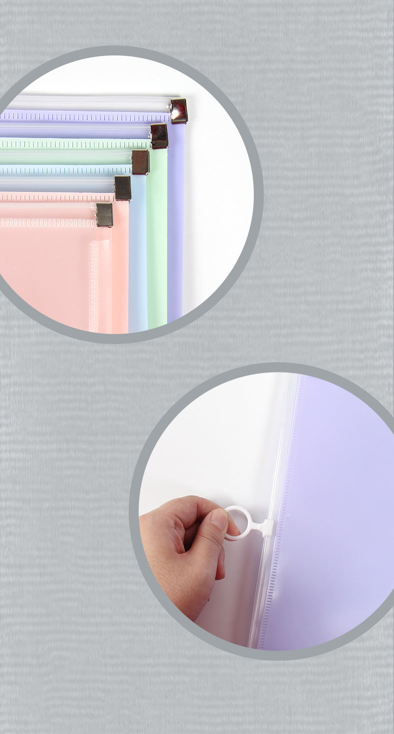 Colorful Zip Plastic Envelopes A4 Zipper Document Folder Letter File Folders Expanding Envelope