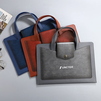 Large Capacity PU Leather Business Document Holder Bag Briefcase With Carrying Handle
