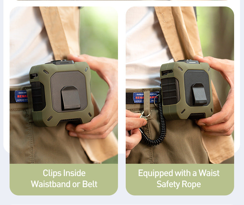 Wearable Waist Clip Fan, Portable Fan W/ LED Battery Display