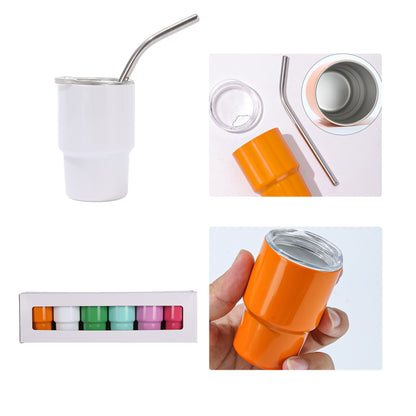 Stainless Steel Mini Tumbler W/ Straw 7 oz. (6 Pack)
