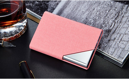 Business Card Cases PU Leather Name Card Holders Stainless Steel Multi Card Holders for Men Women