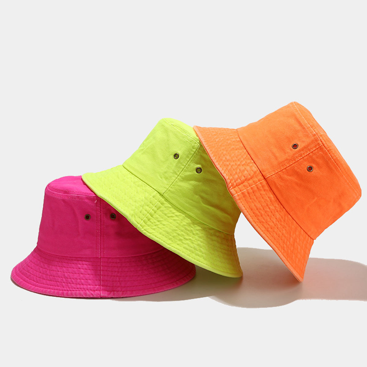 Summer Fluorescent Color Denim Bucket Hat Vacations Cap