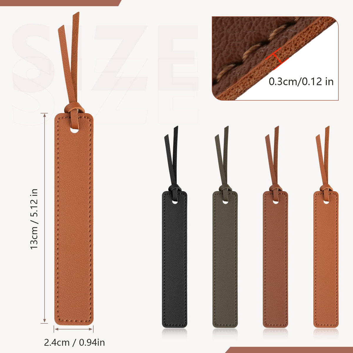 PU Leather Bookmark Classic Stitched Bookmark Page Markers Reading Gifts for Book Lovers Students