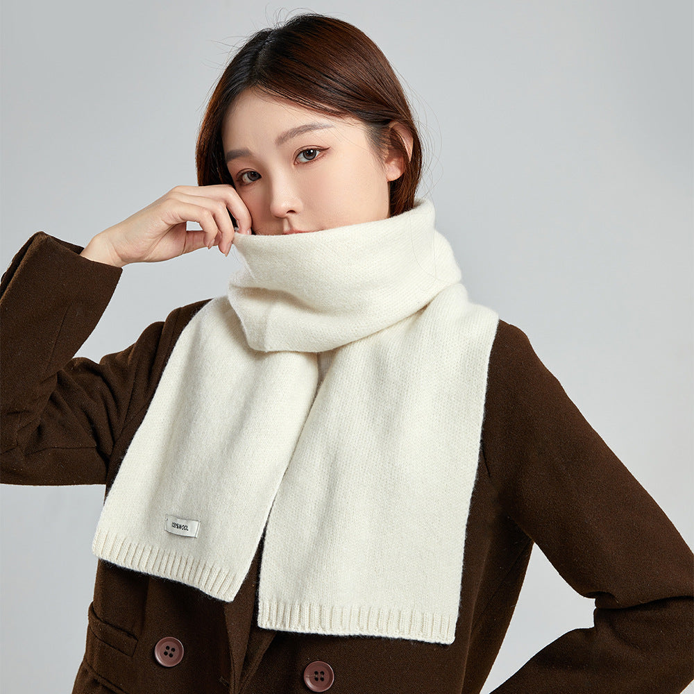 63'' 100% Lamb Wool Plain Scarf Solid Color Wool Scarf Knitted Scarf for Men and Women