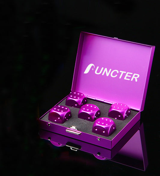 Purple 5 Pcs Metal Dice Game Set w/ Metal Container