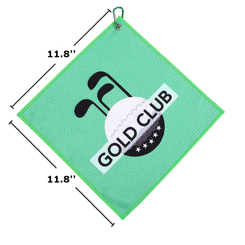 11.8 x 11.8" Polyester Waffle Pattern Golf Towel W/Heavy Duty Carabiner Clip