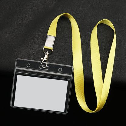 PVC Badge Holder Transparent Badge Holder Horizontal ID Holder Employee Card Holder With Lanyard
