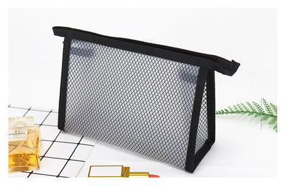 Waterproof Translucent Toiletry Pouch Bag Zipper Mesh Makeup Bag(Medium)