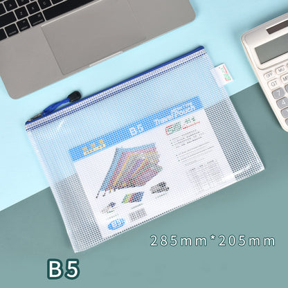 B5 Size Mesh Zipper Pouch Document Holder Bag File Document Pouch For School Office