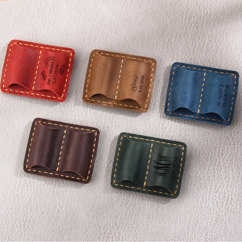 PU Bookmark Pen Loop Leather Double Pen Clip Book Page Clip