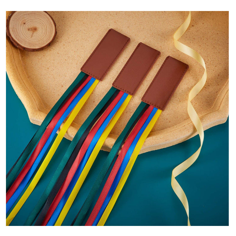 PU Leather Bookmark Classic Stitched Bookmark Page Markers Reading Gifts W/ Tassels