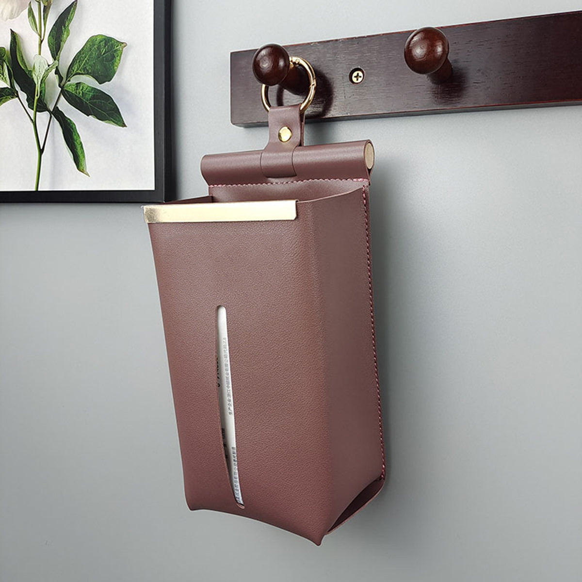 Tissues Box PU Leather Facial Paper Storage Case Rectangular Organizer Holder Decor with Hanging