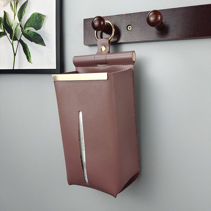 Tissues Box PU Leather Facial Paper Storage Case Rectangular Organizer Holder Decor with Hanging