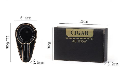 Single Slot Ceramic Cigar Ashtray, Portable Glossy Cigar Holder Ash Tray W/ Gift Box