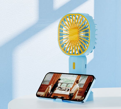 Rechargeable Mini Handheld Fan Phone Holder With Adjustable Wind Speed