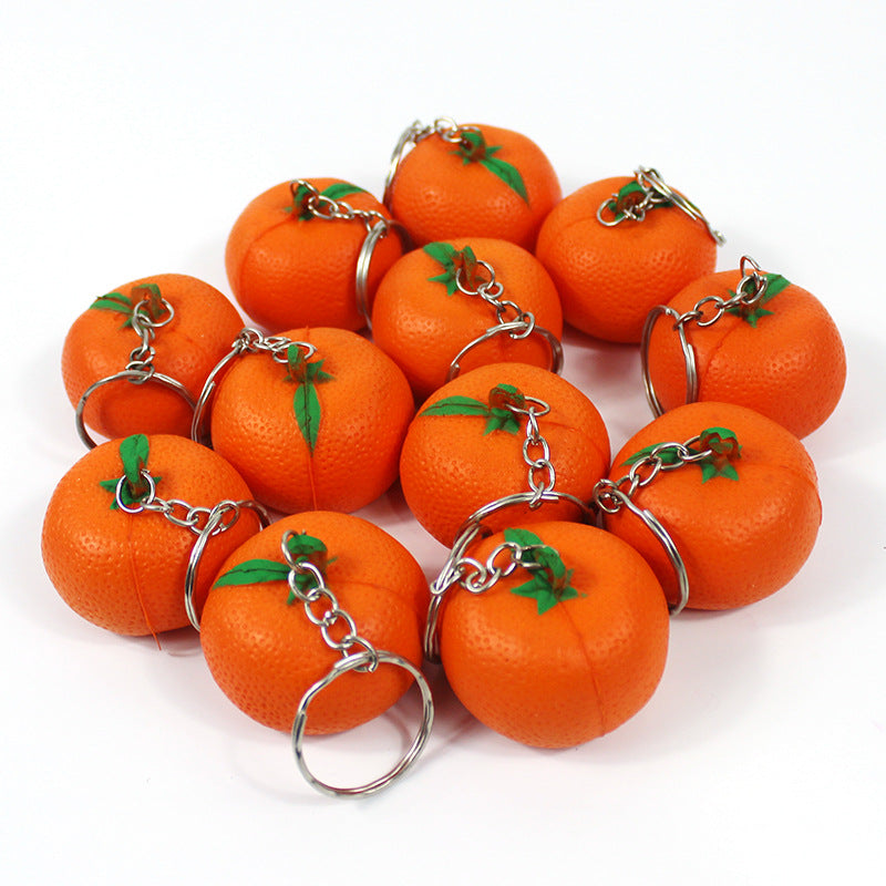 Simulated Orange Stress Reliever Ball Keychain