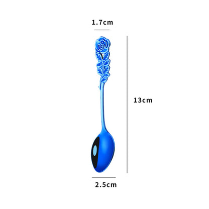 Coffee Spoons Stainless Steel Rose Handle Teaspoons Durable Dessert Spoons