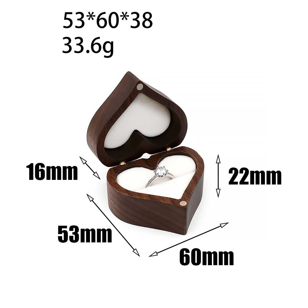Heart Wooden Jewelry Ring Box