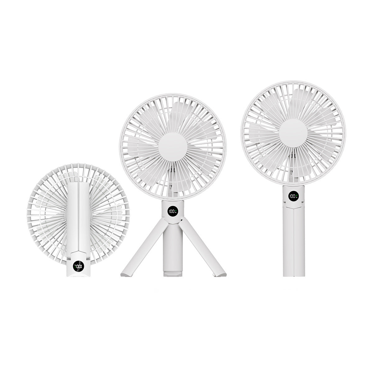 USB Rechargeable Foldable Handheld Tripod Stand Camping Fan W/ Digital Display