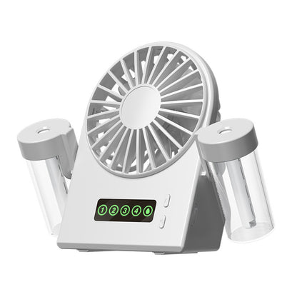 2-in-1 Dual Mist Desktop Fan & Humidifier Portable Digital Display Hydrating Misting Fan