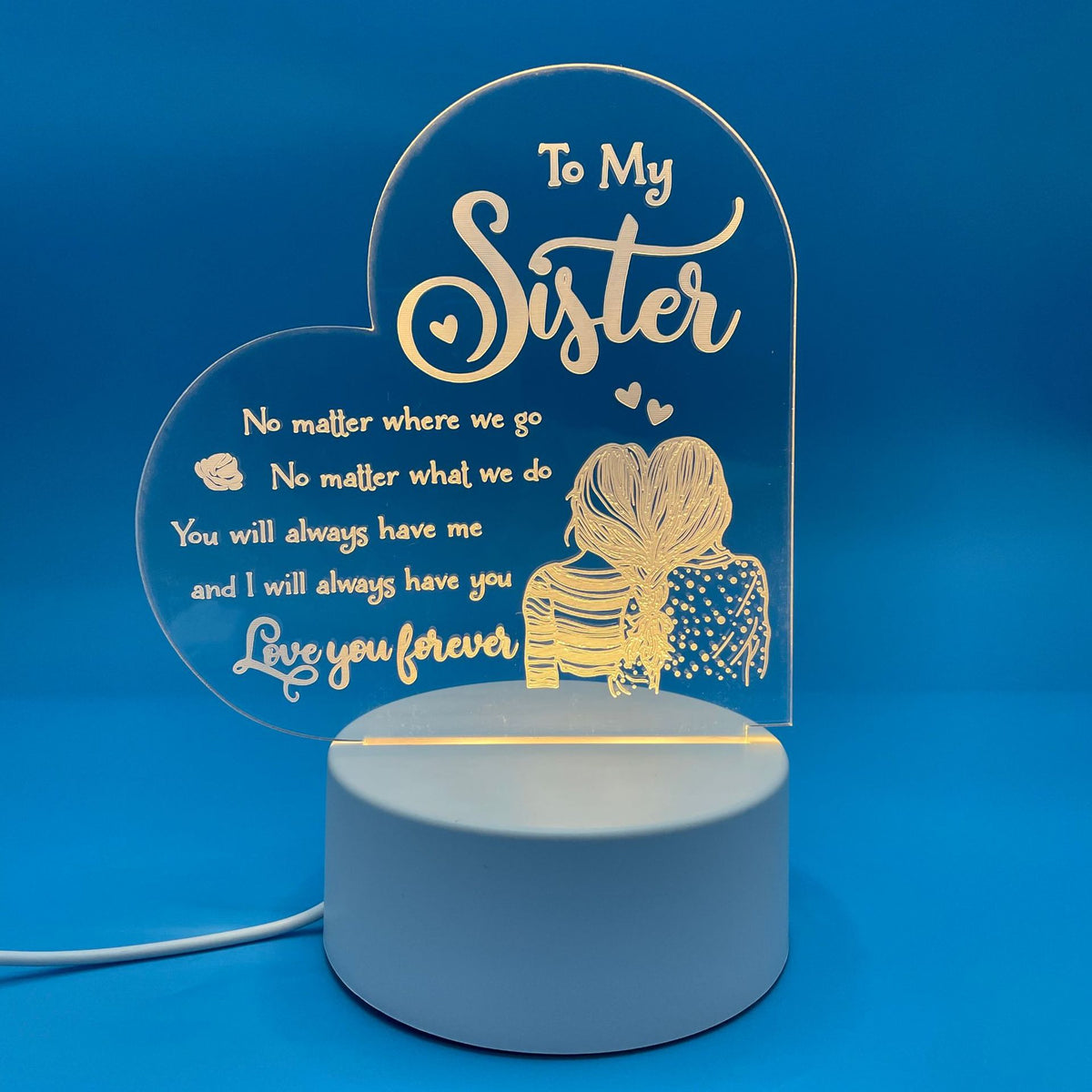 Custom Clear Acrylic LED Night Light Light Up Sign With Light Base