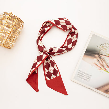 35" x 2" Full Custom Plaid Neckerchief Long Hair Ribbon Neck Scarf Handbag Wrap Scarf Neck Tie #23