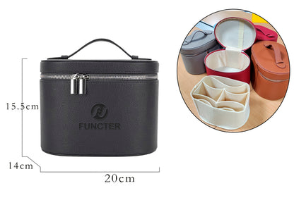 Portable PU Leather Cosmetic Bag Handle Cosmetic Case Travel Makeup Bag