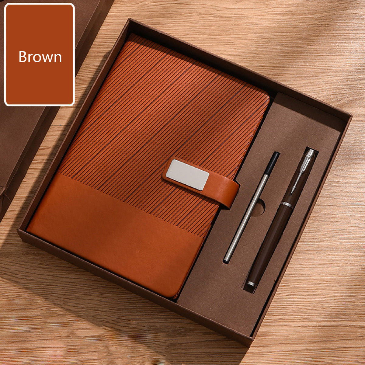 A5 Leatherette College Lined Bound Journal Gift Set Hardcover Writing Notebook w/ Magnetic Clasp Pen