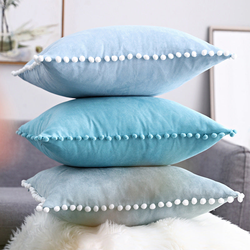 15 x 8" Pompoms Pillowcase Boho Ball Tassel Trimmed Pillowshams Pompom Fringe Cute Pillowcase