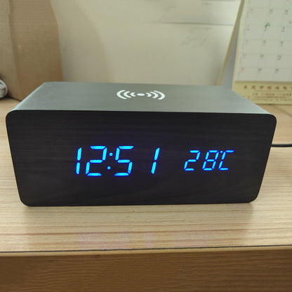 Wooden Clock w/Wireless Charger
