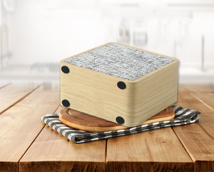 Stereo Sound Wood Fabric Square Wireless Speaker