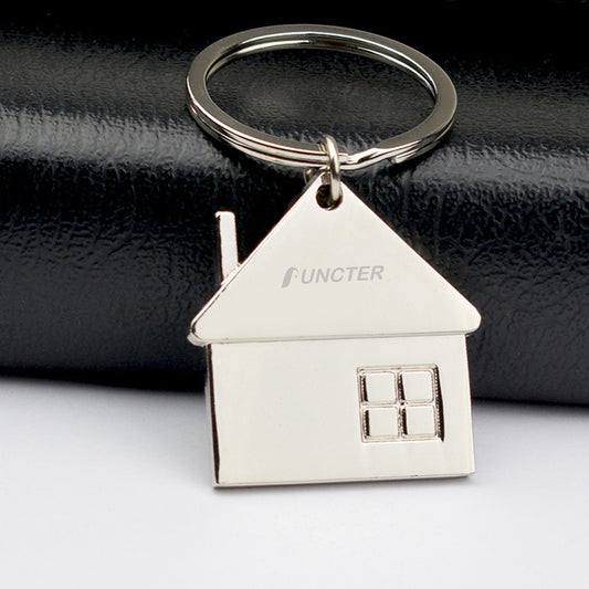 House Shaped Metal Keychain