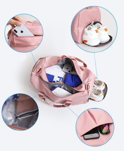 Travel Duffel Bag Sport Gym Bag Nylon Tote Bag Swimming Bag with Shoe Pouch&Wet Pocket