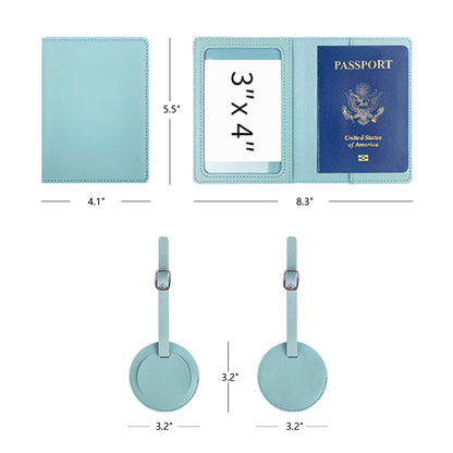 PU Luggage Tag Passport Holder Package Set Travel Suits Round Luggage Tag