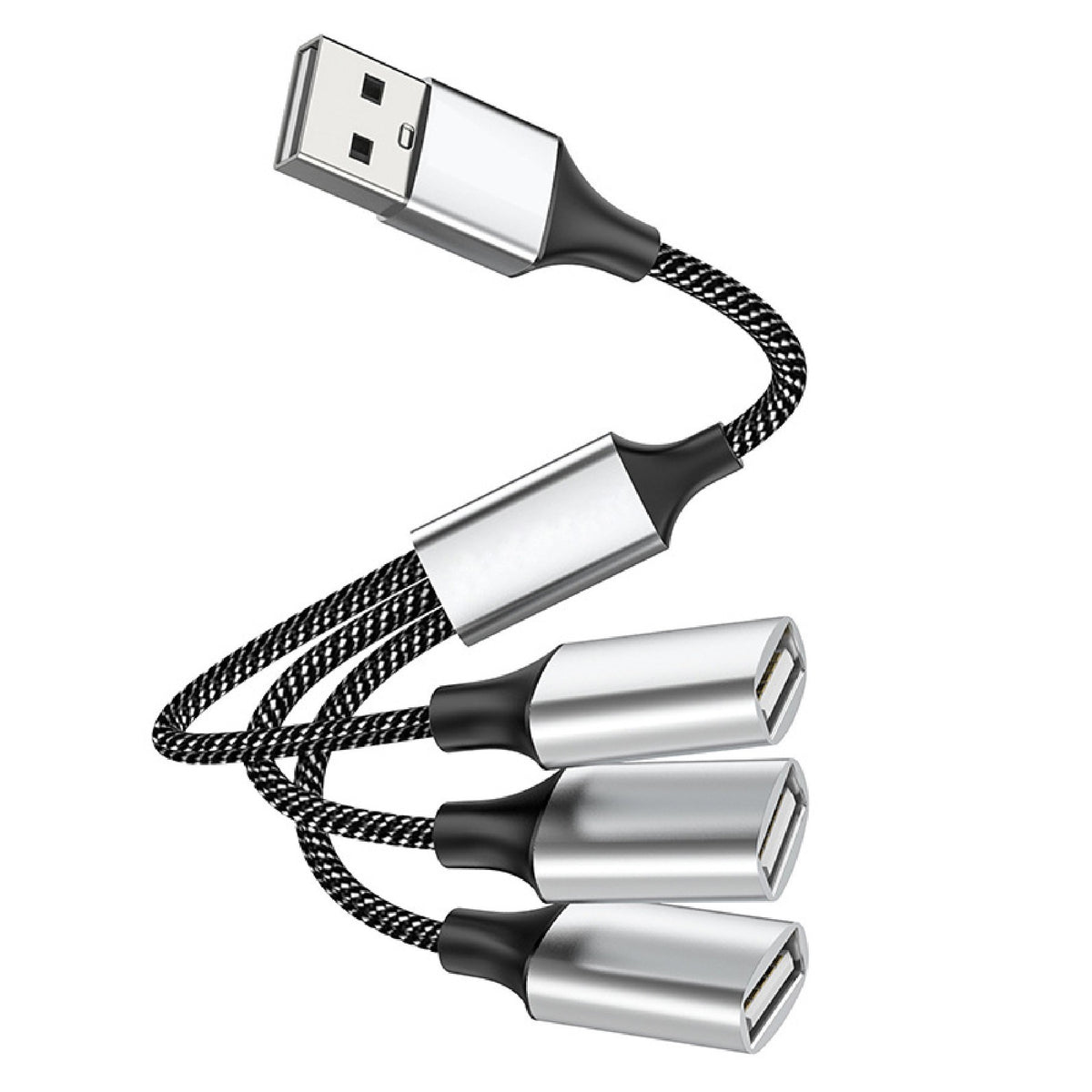 3" 1 USB Splitter w/0.5 m Cable, Portable USB Hub for Charging, Data Transfer, Laptop