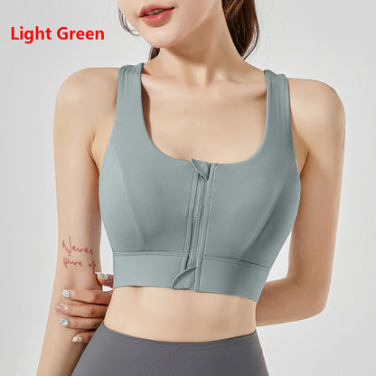Women's Yoga Sports Bra Zipper Bra Pilates Clothing Strappy Bralette Bra Running Vest Athletic Shirt