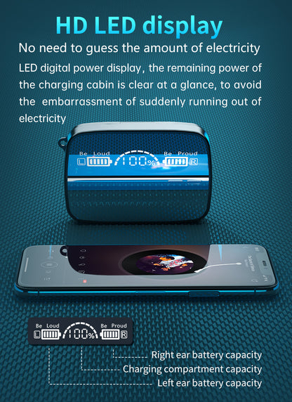 Mirror Surface TWS Earbuds W/600 mAh Power Bank and A LED Light