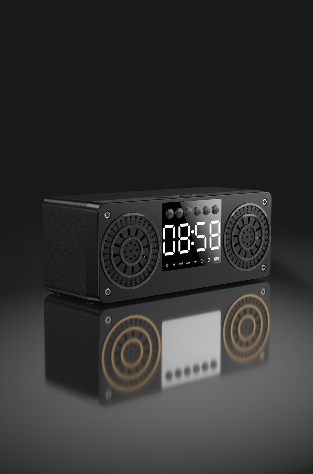 Wood Wireless Speaker With Time Display Alarm Clock