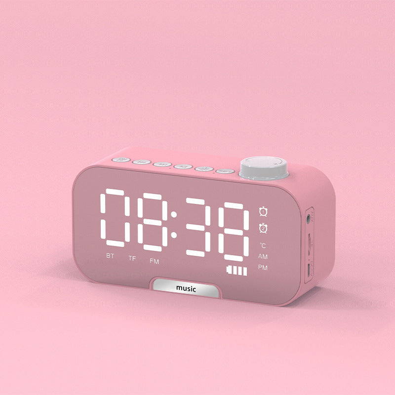 2000 mAh Digital LED Mirror Radio Alarm Clock Wireless Speaker W/Knob And Phone Bracket