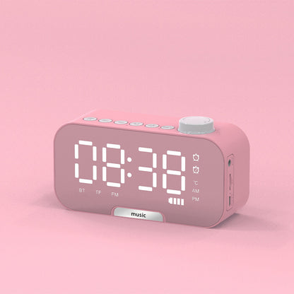 2000 mAh Digital LED Mirror Radio Alarm Clock Wireless Speaker W/Knob And Phone Bracket