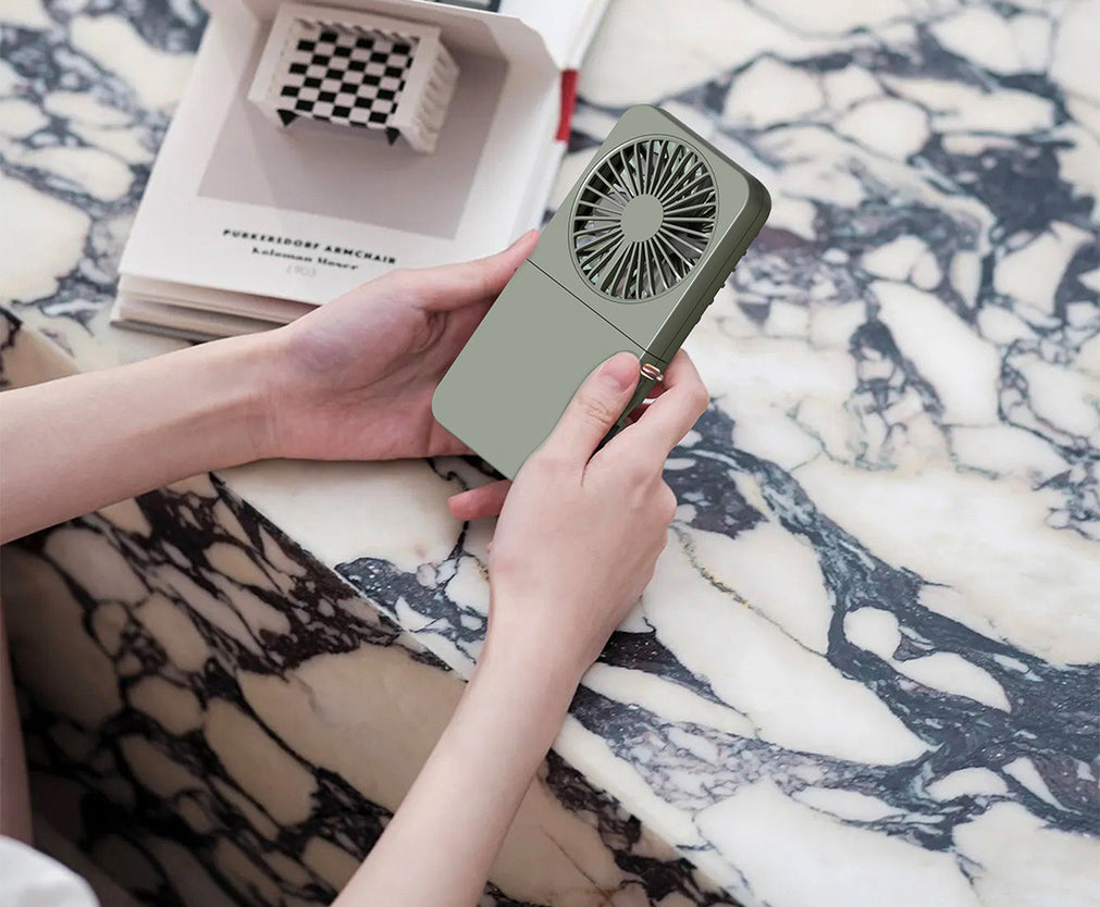 Rechargeable Handheld Mini Fan With Lanyard Adjustable Wind Speed Hanging Fan