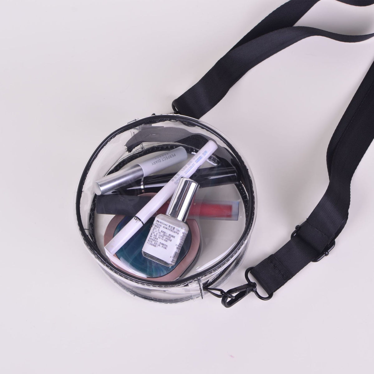 PVC Transparent Shoulder Bag Clear Bag Crossbody Bag W/Strap Stadium Approved Bag(Size M)