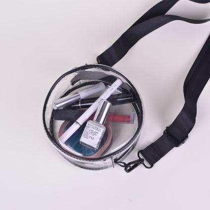 PVC Transparent Shoulder Bag Clear Bag Crossbody Bag W/Strap Stadium Approved Bag(Size M)