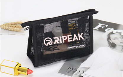 Non-waterproof Lace Toiletry Pouch Bag Mesh Makeup Bag Transparent Pouch(Small)