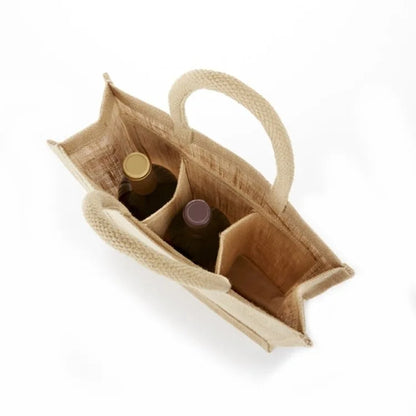 Eco-Friendly Burlap 3 Bottles Wine Bag Jute Wine Tote w/ Window