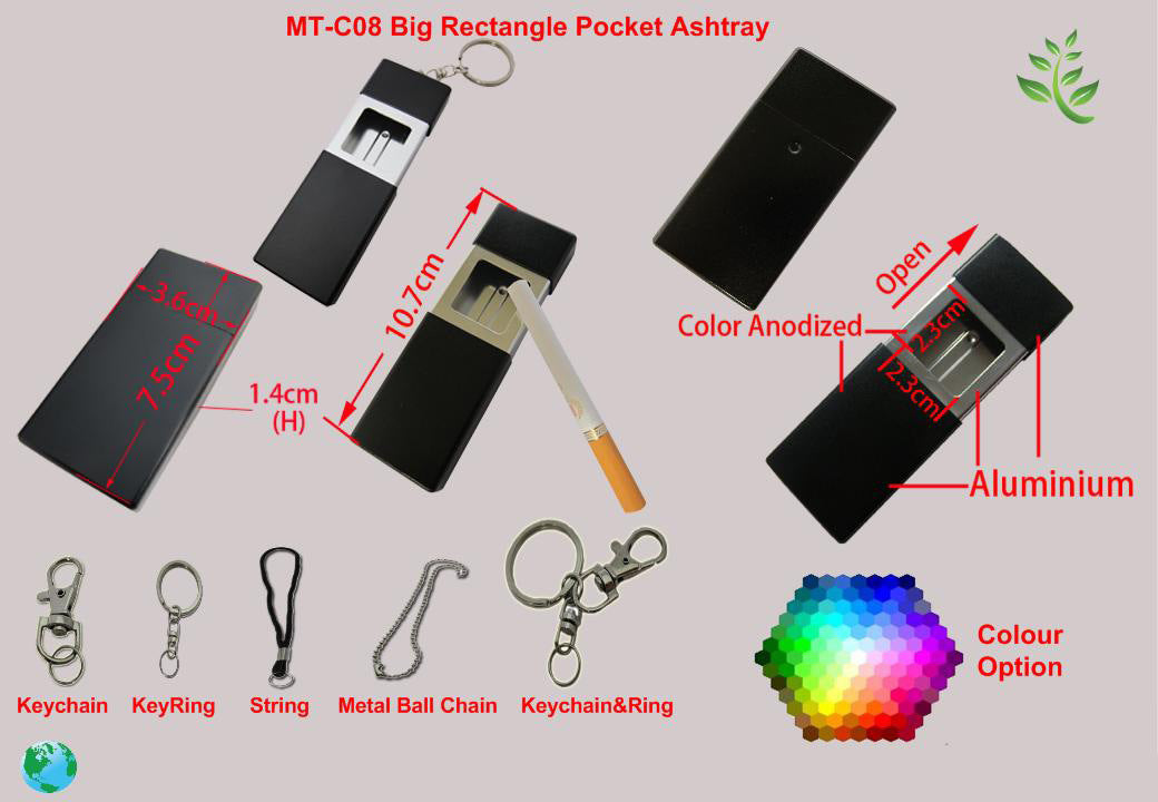 Portable Keychain Square Ash Tray with Key Ring