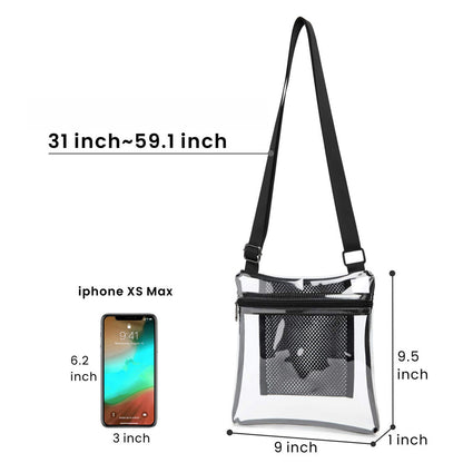 Women`s PVC Transparent Shoulder Bag Clear Crossbody Bag with Strap Stadium Approved Bag