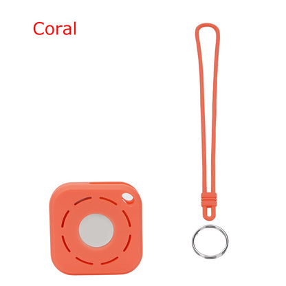 Square Silicone KeyTag Tracker Cover Access Card Sleeve Anti-Lost Protector Holder W/ Silicone Strap