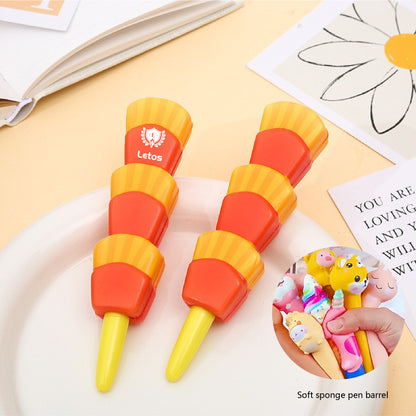 Fried Chips Stress Reliever Pen 2" 1 Squeeze Toy Pen PU Foam Gel Ink Pen