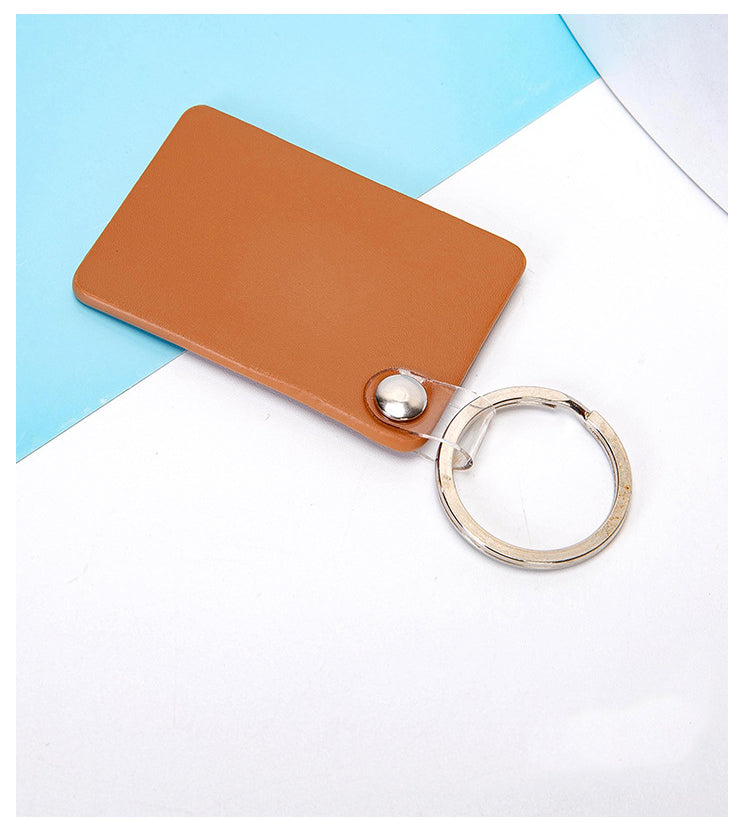 Rectangle PU Leather Keychain for Car Home Key Ring Strap Holder Lanyard Universal Key Fob Keychain